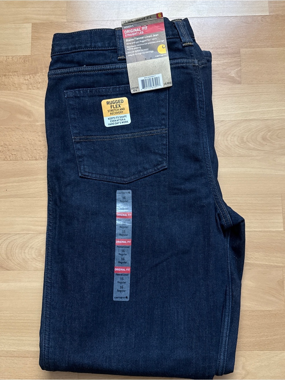 Carhartt Straight Leg Rugged Flex Flannel Lined Jeans Womens Size 16